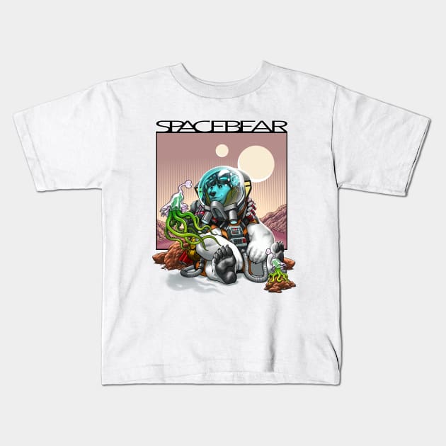 SpaceBear on Mars Kids T-Shirt by gregorytitus